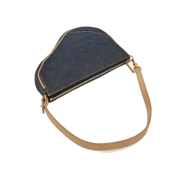 CHRISTIAN DIOR Logo Saddle Shoulder Bag Canvas Denim Canvas Leather Blue - Picture 6 of 15